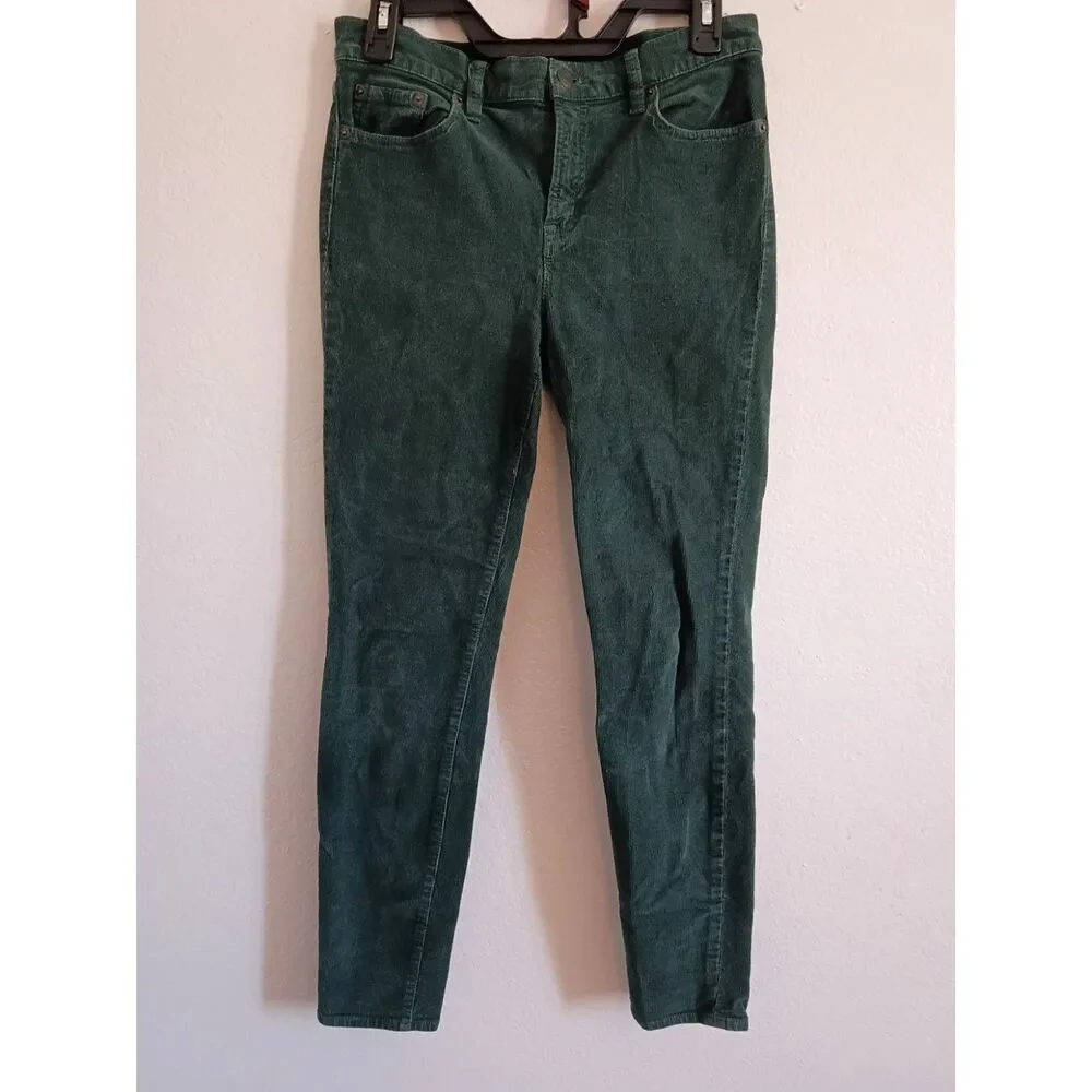J.Crew Dark Green Corduroy Skinny Pants Preppy Dark Academic Fall Back to School